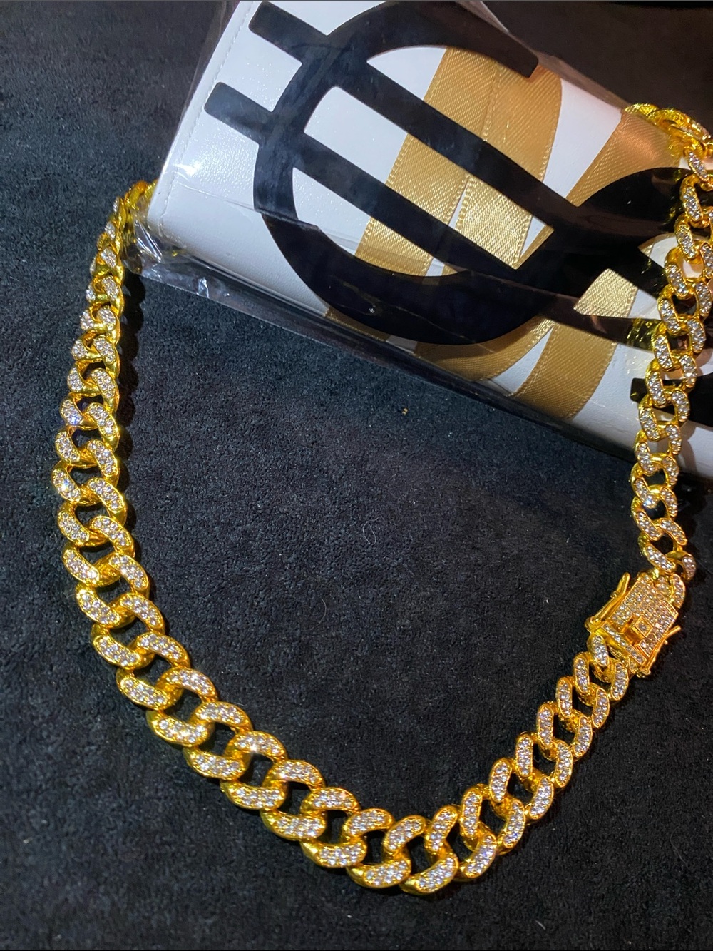 Lab diamond ice chain, 20 inch Cuban